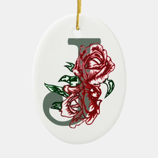 Hoofdletter J bloemenmonogram Keramisch Ornament (Voorkant)