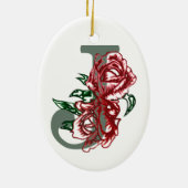 Hoofdletter J bloemenmonogram Keramisch Ornament (Achterkant)
