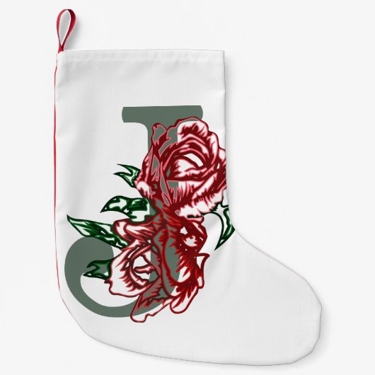 Hoofdletter J bloemenmonogram Kleine Kerstsok (Voorkant)