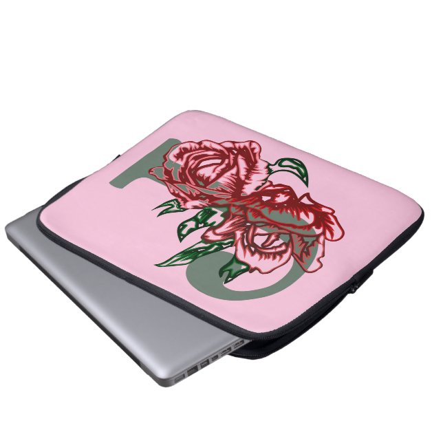 Hoofdletter J bloemenmonogram Laptop Sleeve (Voorkant onderkant)
