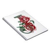 Hoofdletter J bloemenmonogram Notitieboek (Rechterzijde)