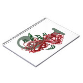 Hoofdletter J bloemenmonogram Notitieboek (Linkerzijde)