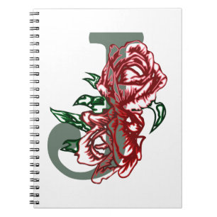 Hoofdletter J bloemenmonogram Notitieboek