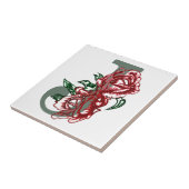 Hoofdletter J bloemenmonogram Tegeltje (Zijkant)