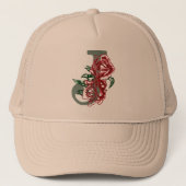 Hoofdletter J bloemenmonogram Trucker Pet (Voorkant)