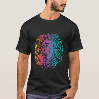 Hoofdletter J Initiaal Fancy Vintage Retro Gradi T-shirt