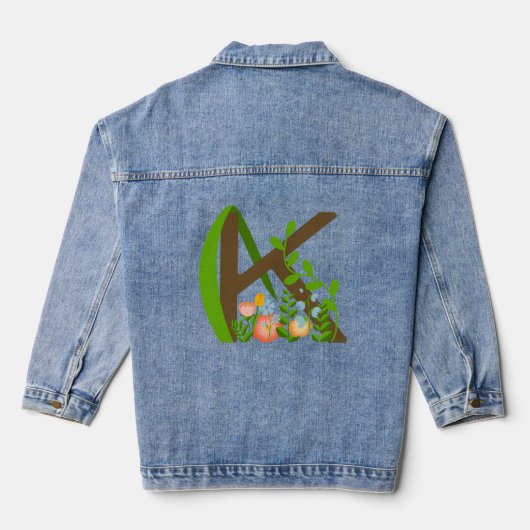 Hoofdletter K bloemenmonogram Denim Jacket (Achterkant)