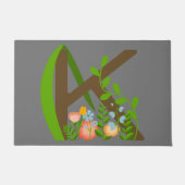 Hoofdletter K bloemenmonogram Deurmat (Voorkant)
