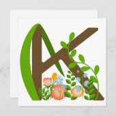 Hoofdletter K bloemenmonogram Feestdagenkaart (Voorkant / Achterkant)