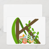 Hoofdletter K bloemenmonogram Kaart (Voorkant / Achterkant)