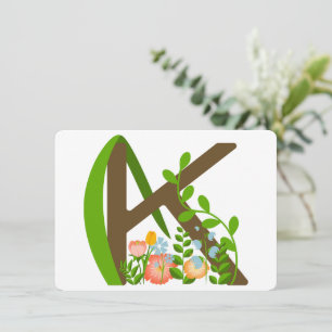 Hoofdletter K bloemenmonogram Kaart