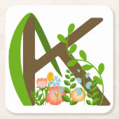 Hoofdletter K bloemenmonogram Kartonnen Onderzetters (Voorkant)