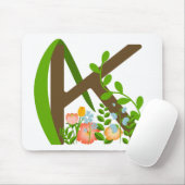 Hoofdletter K bloemenmonogram Muismat (Met muis)