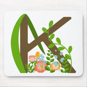 Hoofdletter K bloemenmonogram Muismat