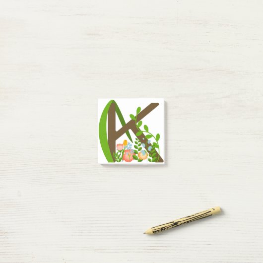 Hoofdletter K bloemenmonogram Post-it® Notes (Op bureau)