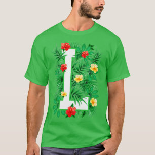 Hoofdletter L Alfabet Monogram Initiaal Bloem T-shirt