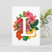 Hoofdletter L bloemenmonogram Bedankkaart (Staand voorkant)