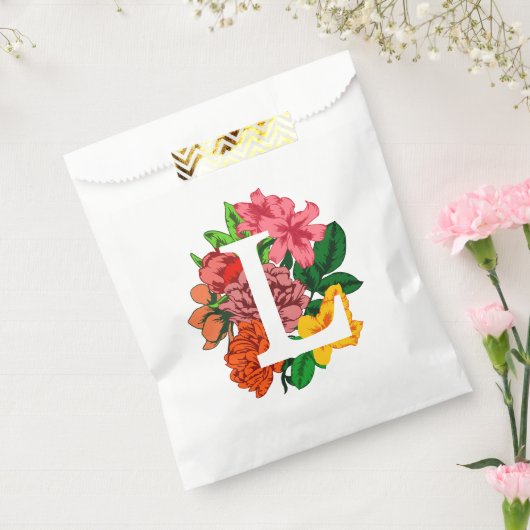 Hoofdletter L bloemenmonogram Bedankzakje (Gezegeld)