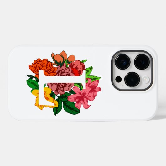 Hoofdletter L bloemenmonogram Case-Mate iPhone Case (Achterkant (horizontaal))