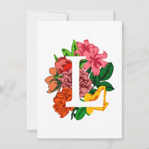 Hoofdletter L bloemenmonogram Kaart