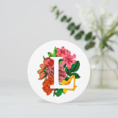 Hoofdletter L bloemenmonogram Kaart (Staand voorkant)
