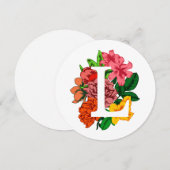 Hoofdletter L bloemenmonogram Kaart (Voorkant / Achterkant)