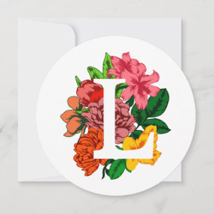 Hoofdletter L bloemenmonogram Kaart