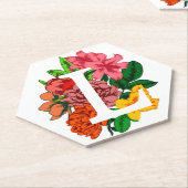 Hoofdletter L bloemenmonogram Kartonnen Onderzetters (Schuin)