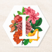 Hoofdletter L bloemenmonogram Kartonnen Onderzetters (Voorkant)
