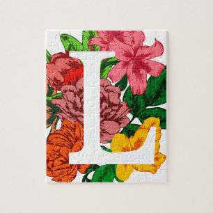 Hoofdletter L bloemenmonogram Legpuzzel