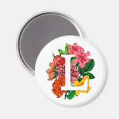 Hoofdletter L bloemenmonogram Magneet (Voorkant / Achterkant)