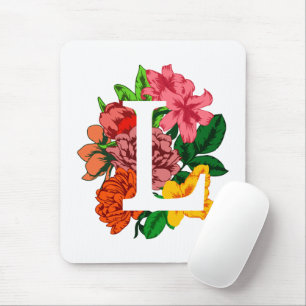 Hoofdletter L bloemenmonogram Muismat