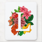 Hoofdletter L bloemenmonogram Muismat (Voorkant)