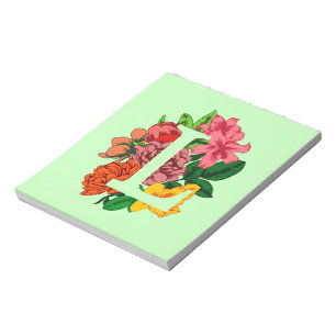 Hoofdletter L bloemenmonogram Notitieblok
