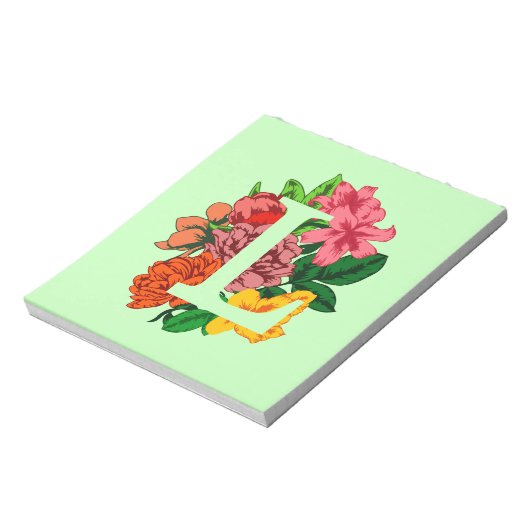 Hoofdletter L bloemenmonogram Notitieblok (Linkerzijde)