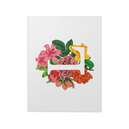 Hoofdletter L bloemenmonogram Notitieblok (Linkerzijde)