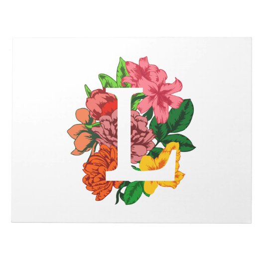 Hoofdletter L bloemenmonogram Notitieblok (Voorkant)