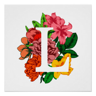 Hoofdletter L bloemenmonogram Perfect Poster