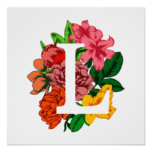 Hoofdletter L bloemenmonogram Perfect Poster (Voorkant)