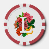 Hoofdletter L bloemenmonogram Poker Chips (Voorkant)