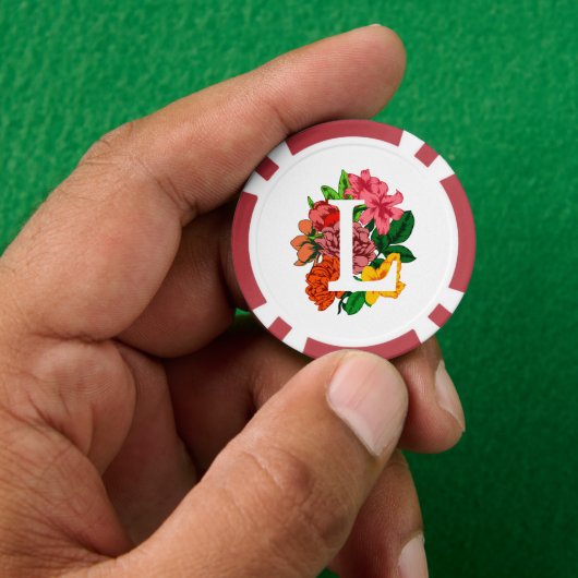Hoofdletter L bloemenmonogram Poker Chips (Hand)