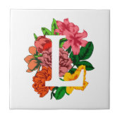 Hoofdletter L bloemenmonogram Tegeltje (Voorkant)