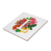 Hoofdletter L bloemenmonogram Tegeltje (Zijkant)