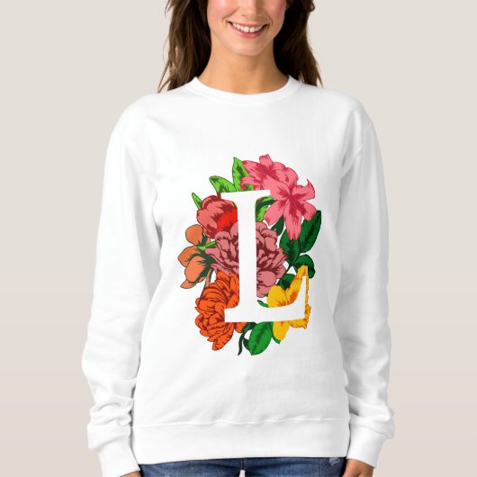 Hoofdletter L bloemenmonogram Trui (Voorkant)