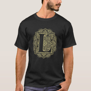 Hoofdletter L Bloemig Initiaal Monogram Lettertype T-shirt