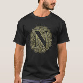 Hoofdletter N Floral Initiaal Monogram Font Alph T-shirt (Voorkant)