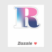 Hoofdletter R Monogram Gradiënt Roze Blauw Wit Sticker (Vel)