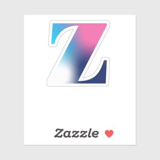 Hoofdletter Z Monogram Gradiënt Roze Blauw Wit Sticker (Vel)