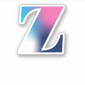 Hoofdletter Z Monogram Gradiënt Roze Blauw Wit Sticker (Voorkant)