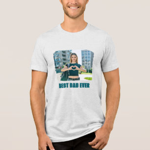 Hoofdletters Beste Papa Ooit Foto Tri-Blend Shirt